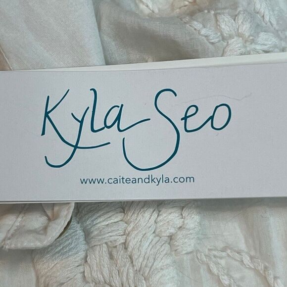 Kyla Seo Blouse Womens Small White Embroidered Sheer Cotton Fairy Cottage Tunic - Picture 10 of 12